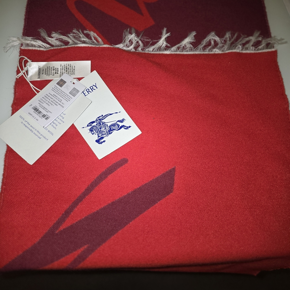 Burberry Red and Burgundy Scarf - Picture 3 of 6